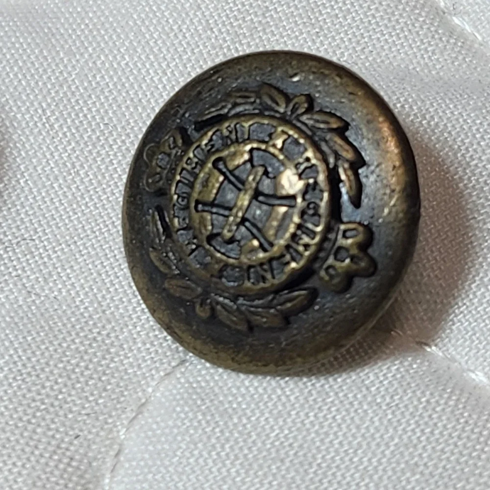 8 Real BRONZE Vtg Regiment Blazer Buttons Set CROWN LAUREL CREST Uniform Shank
